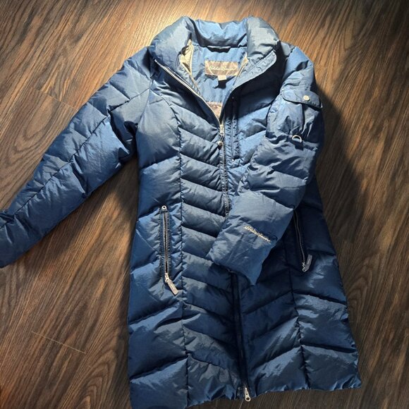 EDDIE BAUER Midi Length Navy Blue Down Filled Puffer Parka Coat NWOT/SIZE PS - Picture 4 of 11